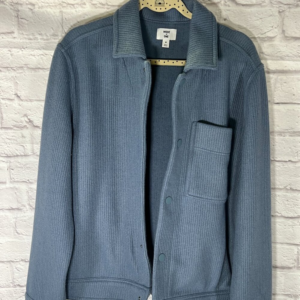 Mode of One Men's Long-Sleeve Knit Trucker Jacket Color Blue Size M